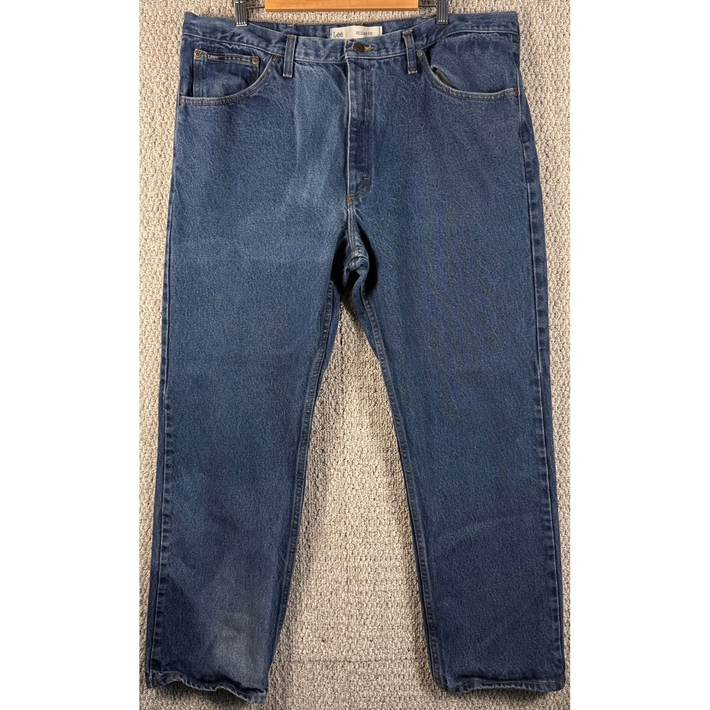 Lee Regular Fit Jeans Men 42x32 Blue Denim Straight Leg Vintage Workwear Classic